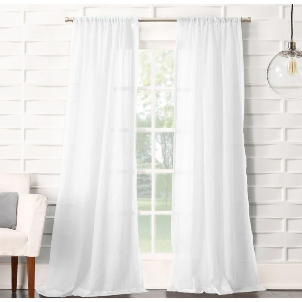 x2 Lichtenberg No. 918 Sheer Rod Pocket Curtain Panels White 🤍